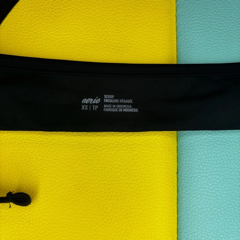 Aerie Front Tie Scoop Bikini‎ Swim Top Black Women’s Size XS